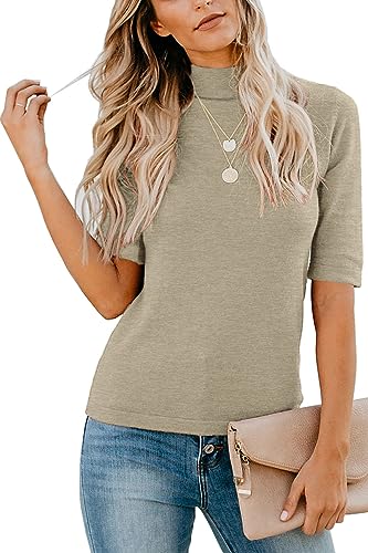 LETSRUNWILD Business Casual Tops for Women Dressy Cute Tops Mock Turtleneck Tshirts Shirts