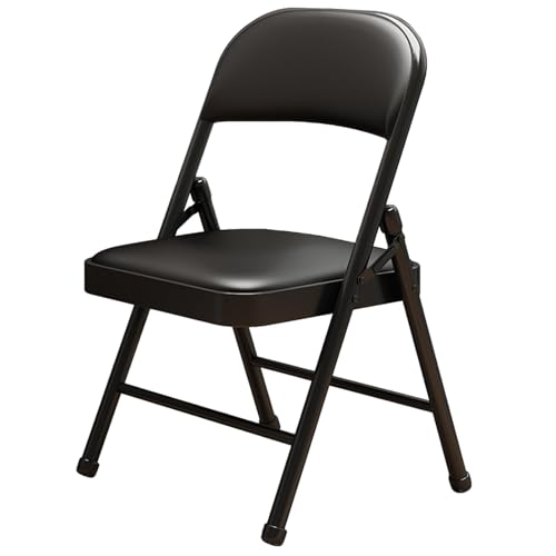 KAOCHA Black Folding Chairs with Padded Cushion, Steel Metal Frame Foldable Chair for Indoor and Outdoor