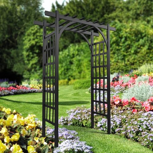 VINGLI Garden Arbor, PVC Wedding Arch for Ceremony Party, Garden Trellis for Climbing Plants Outdoor, Arch Backdrop Stand for Garden, Backyard, Wedding, Lawn
