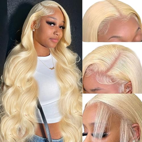PUHPUH 30 Inch Body Wave 613 Blonde Lace Front Wigs Human Hair 13x6 HD Lace Wig 613 Lace Front Wig Human Hair for Women 200% Density Pre Plucked Lace Frontal Glueless Wigs with Baby Hairs