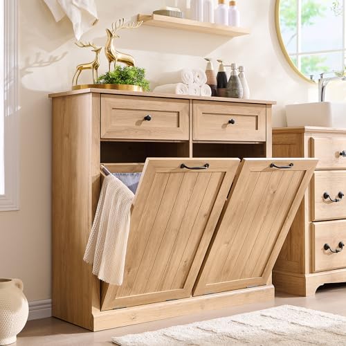 IFBUY Tilt Out Laundry Hamper Cabinet