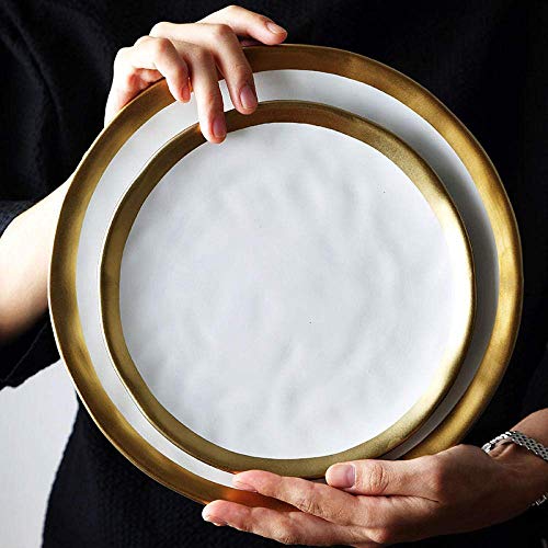 GTFDXJ Dinner Plates Set Black Tableware Set Porcelain Service Plate Kitchen Appliances Kitchen Supplie Rice Soup Bowl