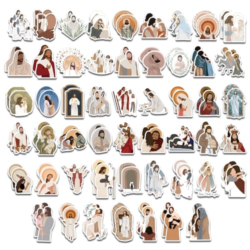 104pcs Jesus Stickers, Aesthetic Christian Decals Waterproof Religious Faith Bible Verse Vinyl Gifts for Water Bottle Guitar Laptop