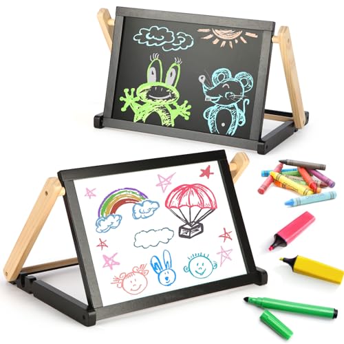 Easel for Kids Double Sided Kids Easel with Magnetic Chalkboard & White Board Adjustable Height Painting Easel for Toddlers Childrens