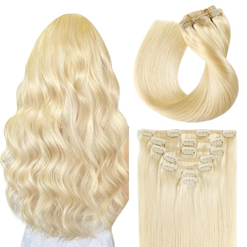 SUYYA Clip in Hair Extensions - Straight Real Human Hair 7PCS 70-120G