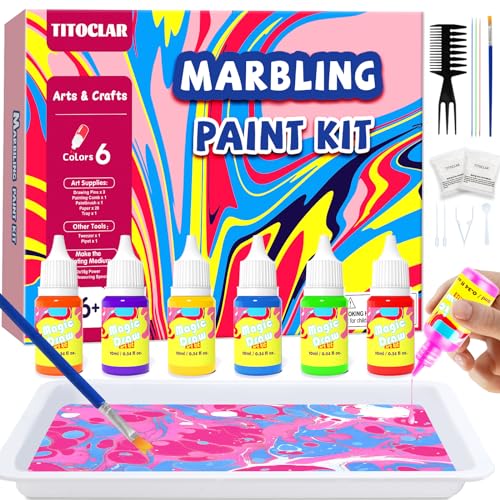 Titoclar Arts and Crafts for Kids Boys Girls,Water Marbling Paint Kit, Birthday Gifts for Girls Boys 3+Years Old, Toys for Ages 8-13 5-7 3-6, Art Supplies for Kids
