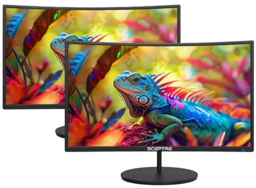 2X Pack - Curved 27 Inch Monitor FHD 100Hz Computer Monitor, HDMI X2 R1500 1ms 100% sRGB Build-in Speakers, Wall Mount, Tilt, Professional and Gaming Monitor – Machine Black, 2X Pack (C275W Series)