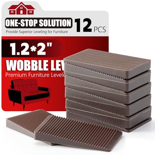 Furniture Levelers 12/24pcs Kit Size Variety | Multi-Purpose Rubber Shims for Leveling Feet Stable | Wobble Wedges for Uneven Toliet, Table, Dresser Leg and More | Prevent Furniture from Wobbling