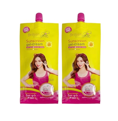 Generic 2 Sachets Brilliant Skin Essentials Sunscreen Gel-Cream UVA/UVB Protection SPF 30, 50g, 1.7 Ounce (Pack of 1)