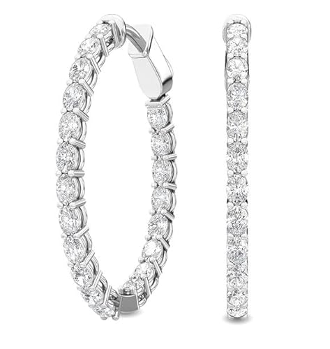 Houston Diamond District 1 to 10 Carat Stunning Oval Shape LAB GROWN Diamond Hoops Earrings for Women (Color E-F Clarity VS2-SI1) 14K White Gold 9 Carat