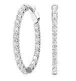 Houston Diamond District 1 to 10 Carat Stunning Oval Shape LAB GROWN Diamond Hoops Earrings for Women (Color E-F Clarity VS2-SI1) 14K White Gold 9 Carat