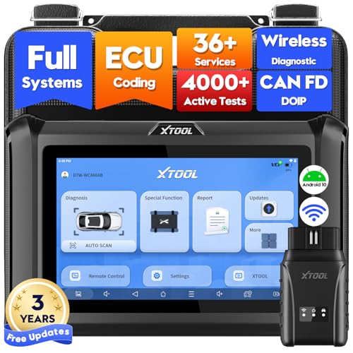 XTOOL D7W Wireless OBD2 Scanner Diagnostic Tool 2025 Upgraded Ver. of D7, Bidirectional Scan Tool, ECU Coding, 39+ Resets, CAN FD & DoIP, All System Scanner for Car with 3-Year Update
