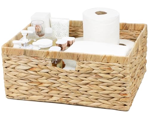 ORDELITE Large Wicker Basket, Water Hyacinth Storage Basket For Shelves, Rectangular Basket for Organizing, 1 Pack