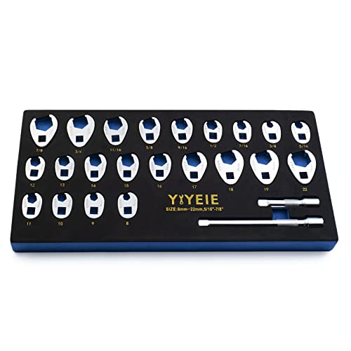 YIYEIE Flare Nut & Crows Foot Wrench Set, Brake Line Wrench Set - Metric & Standard, CR-V Steel