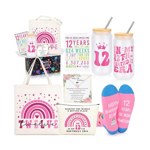 JTENGTOP 8th 9th 11th 12th 15th Birthday Gifts for Teen Girls, 8 9 11 12 15 Year Old Birthday Gift Basket Set of 4