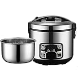 Rice Cooker (2-6L) Home Multi-function 201 Stainless Steel Inner Pot Spoon Steamer And Measuring Cups Small Appliances Can Accommodate Up To 1-8 People 220-240V US/EU(5L)