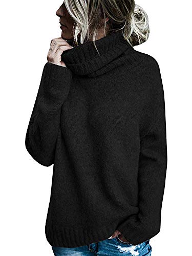 FISACE Womens Oversized Turtleneck Pullover Sweater Cable Knit Long Sleeve Sweater Tops
