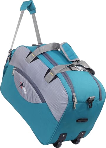 65L Trolley Duffel Bag with 2 Wheels | Lightweight Polyester Luggage Air Travel Bag for Men & Women | Hand Carry Duffle Bag for Weekend Trips & Travel (15 x 12 x 15 inch)
