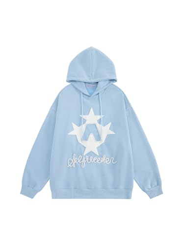 Aelfric Eden Y2k Hoodie Women Graphic Oversized Hoodies Star Embroidered Hoodied Sweatshirt Casual Vintage Pullover