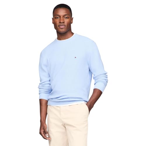 Tommy Hilfiger mens Waffle Knit Crewneck Sweater Lightweight Pullover, Also Available in Big & Tall