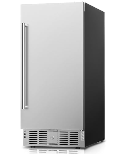 Feelfunn 15 Inch Under Counter Beverage Refrigerator - 126 Cans Beverage Fridge with Stainless Steel Door for Beer Wine Soda - Built-in or Freestanding Wine Cooler for Home Kitchen Bar