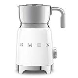 Smeg 50's Retro Style Milk Frother with 2 Disks, 6 Preset Programs, Hot or Cold Frothing, Induction Heating, White, MFF11WHUS