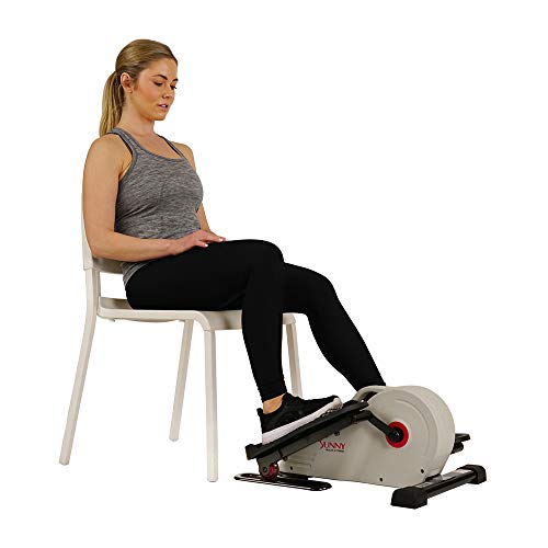 Sunny Health & Fitness Sitting Under Desk Pedal Exerciser, Portable Training Machine for Senior Exercise, Home Workout Elliptical & Bike, Optional Free SunnyFit App Connection, Motorized, or in Pink
