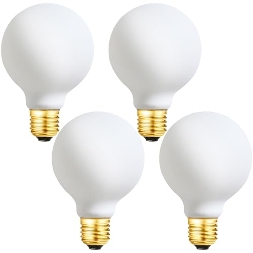 Leools LED Light Bulb G25/G80 Dimmable Flick-Free Matt White 6W CRI95 600LM, 60W Equivalent Vintage LED Edison Globe Light Bulb,E26 Standard Base, 4 Pack