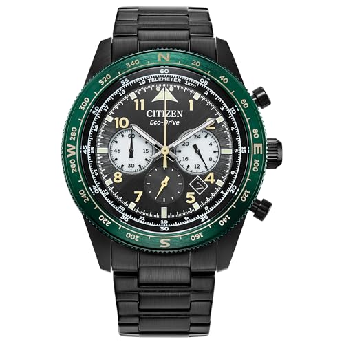Citizen Men's Eco-Drive Weekender Sport Casual, Black Stainless Steel Bracelet Watch, Chronograph (Model: CA4555-81E)