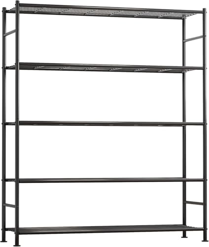 Sakugi Storage Shelves - Metal Shelf Organizer, Space-Saving Garage Shelving with Leveling Feet, Standing Shelves Organizer for Kitchen, Laundry
