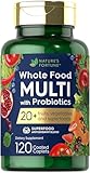 Nature's Fortune Whole Food Multivitamin with Probiotics | 120 Coated Caplets | Made with 20 Fruits and Vegetables | Non-GMO & Gluten Free Supplement