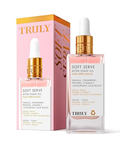 Truly Beauty Soft Serve After Shave Oil | Hydrating Treatment for Ingrowns & Irritation | Peptides, Hyaluronic Acid & Strawberry Extract | Soothes & Smooths Skin | Strawberry Vanilla Scent (3.1 Fl Oz)