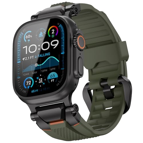 ULTIMAL for Apple Watch band Compatible with Apple Watch Strap Ultra2/Ultra 46mm 49mm Bands for Men Series 10/9/8/SE2/7/6/SE/5/4/3 45mm/44mm/42mm Sport Bands for iWatch Rugged Premium TPU & Metal