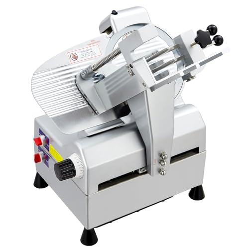 Takywep Takywep Commercial Meat Slicer - 10 Inch Electric Food Slicer, Fully automatic 240W+430W, Stainless Steel, Adjustable Thickness 0-16mm, Silver, Home & Commercial Use