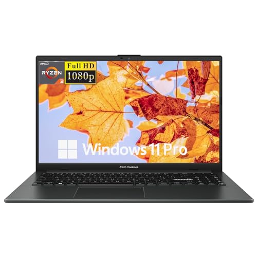 ASUS Vivobook Go 15.6" FHD Laptop, Business Laptop, AMD Ryzen 3 7320U, 8GB RAM, 128GB SSD, 180° Lay-Flat, WiFi, Bluetooth, Windows 11 Pro, Mixed Black
