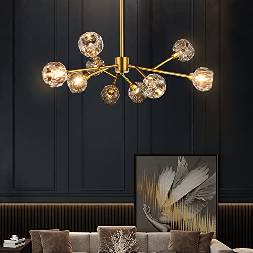 Weesalife Sputnik Chandeliers for Dining Room Lights Fixture Over Table，Modern Crystal Chandeliers for Living Room，Mid Century Chandeliers for Bedroom Kitchen Bar