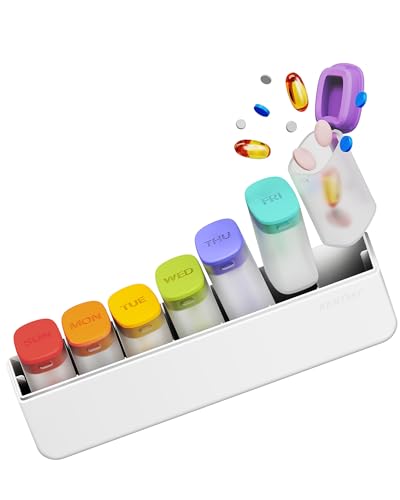 Weekly Pill Organizer 1 Time a Day - Travel Pill Box 7 Days, Large Medicine Pill Case Container for Daily Medication Vitamin Supplement Fish Oil, Portable Week Pills Holder Dispenser