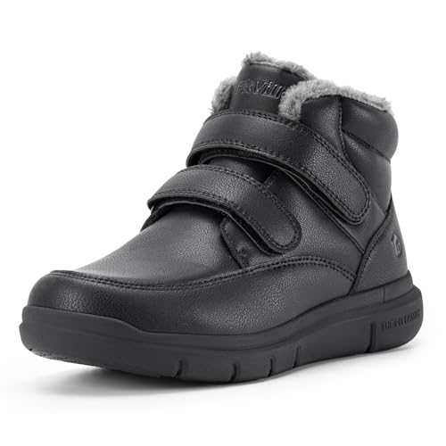FitVille Extra Wide Men's Winter Boots Fur Lined Snow Boots for Men Waterproof Lightweight with Hook and Loop