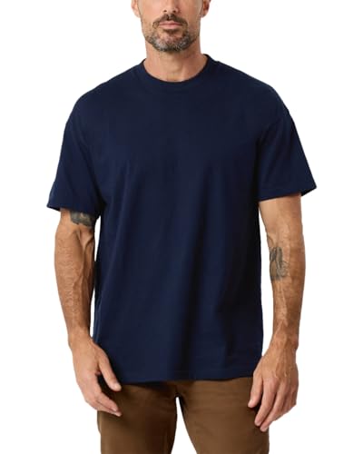 INTO THE AM Men's Heavyweight T Shirts for Men S - 3XL Boxy 100% Cotton Heavy Duty Thick Weight Tshirt