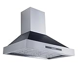 PROLINE 30-Inch Wall Mounted Range Hood, Ducted, 600 CFM, Black Panel, LCD Touch, 4 Speed, Dream Home Series, PLSW KING AIR.30 BLACK, Kitchen Range Hoods