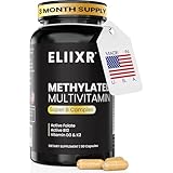 Eliixr Methylated Multivitamin, 3 Month Supply, 90 Capsules,1500 mcg of Active Folate, Methylated B12, Vitamin A, C, K2, D3, E, Choline, Biotin, ALA, CoQ10, B-Complex and More. Made in The USA