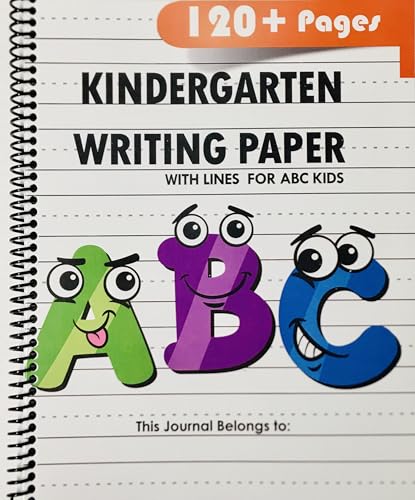 Kindergarten writing paper with lines for ABC kids: 120 Blank handwriting practice paper with dotted lines | Spiraled by Spiraling Freedom®