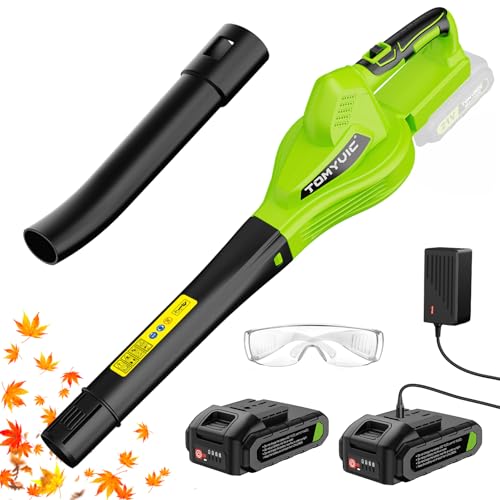 Electric Cordless Leaf Blower Battery-Powered – Lightweight Handheld Blower with 2 x 21V Rechargeable Batteries & Charger for Lawn, Yard, Patio, and Garden Care