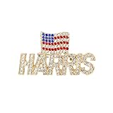 Kamala Harris Brooch 2024 President Election Vote Campaign Lapel Pin USA Flag Sparkling Crystal Jewelry