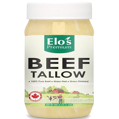 CANADIAN Beef Tallow 14OZ | PRODUCT OF CANADA| Premium Quality Rendered Fat | Ideal for Cooking, Frying, and Baking | Enhances Flavor and Texture | Keto and Paleo Friendly | By Elo's Premium