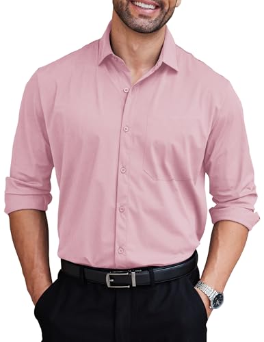 COOFANDY Mens Dress Shirts Long Sleeve Wrinkle Free Shirt Textured Business Casual Button Down Shirt