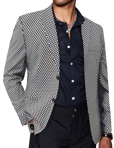COOFANDY Mens Metallic Jacket Regular Fit Blazer Casual 70s Disco Party Sport Coat