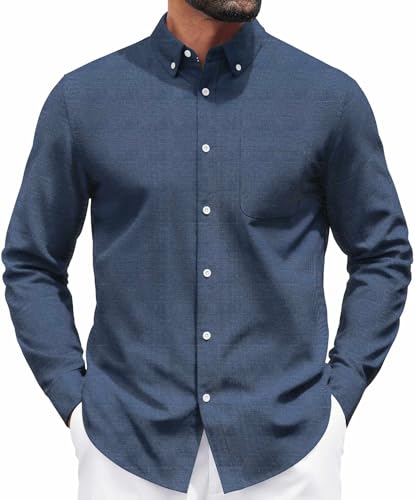 COOFANDY Mens Long Sleeve Button Down Shirt Casual Untucked Shirts for Men Oxford Dress Shirts