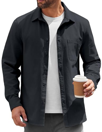 COOFANDY Mens Lightweight Button Down Shirt Jacket Casual Shacket Overshirt