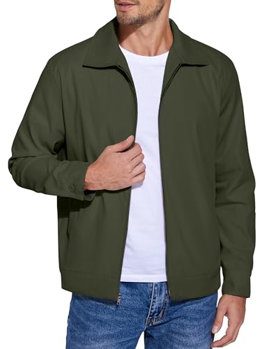 COOFANDY Men's Lightweight Zip Up Jacket Eisenhower Work Office Jackets Casual Golf Outwear